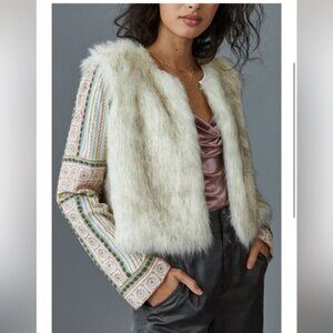 Bl^nk Eliza Embroidered Faux Fur Jacket size small